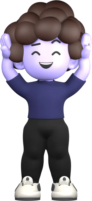 The SlouchPal character celebrating with both arms up